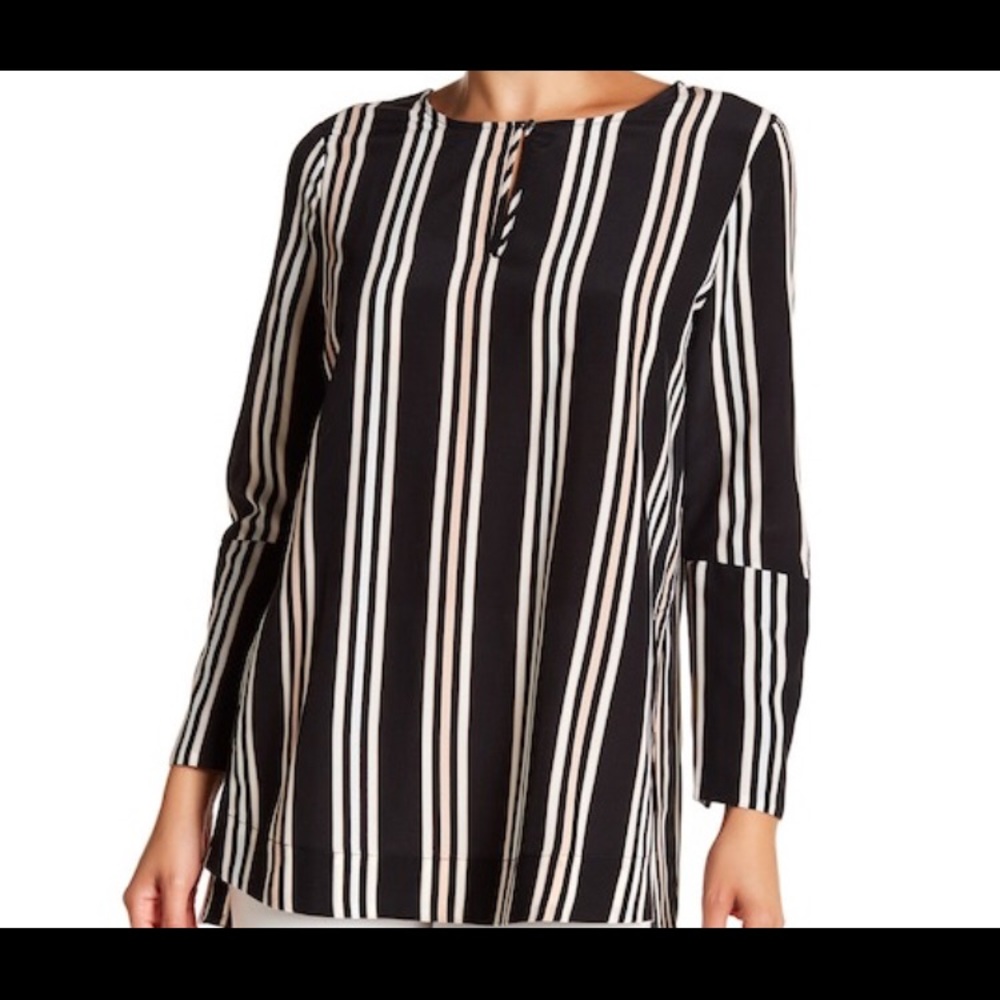14th & Union black striped blouse